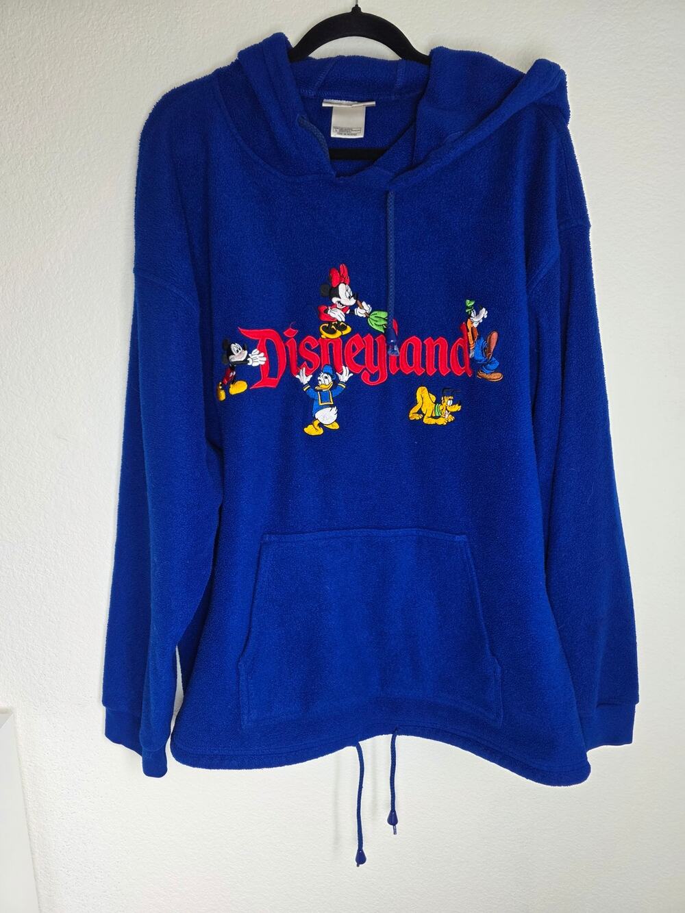Vintage,Nostalgia,Disneyland Royal Blue Fleece Hoodie Sweater Embroidered Fab5 L